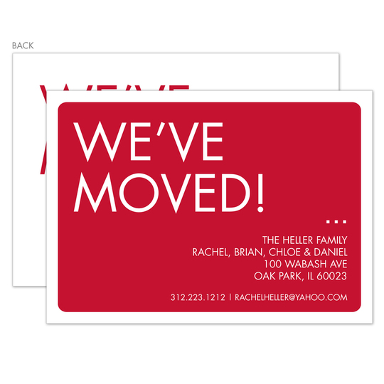 Red We've Moved Moving Announcements
